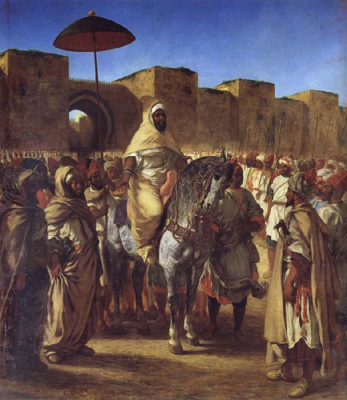 Eugene Delacroix Mulay Abd al-Rahman,Sultan of Morocco,Leaving his palace in Meknes,Surrounded by his Guard and his Chief Officers Sweden oil painting art